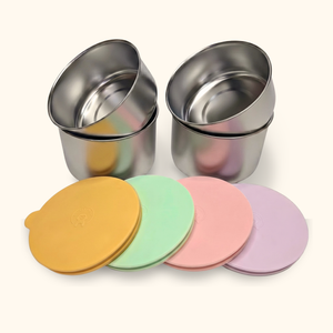 FreshKeep stainless steel snack and food storage containers with silicone lids, view 2 – Monkey Proof