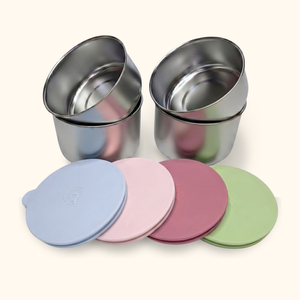 FreshKeep stainless steel snack and food storage containers with silicone lids, view 3 – Monkey Proof